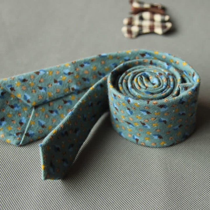 Corbata casual de algodón con estampado floral fresco y bonito para hombre