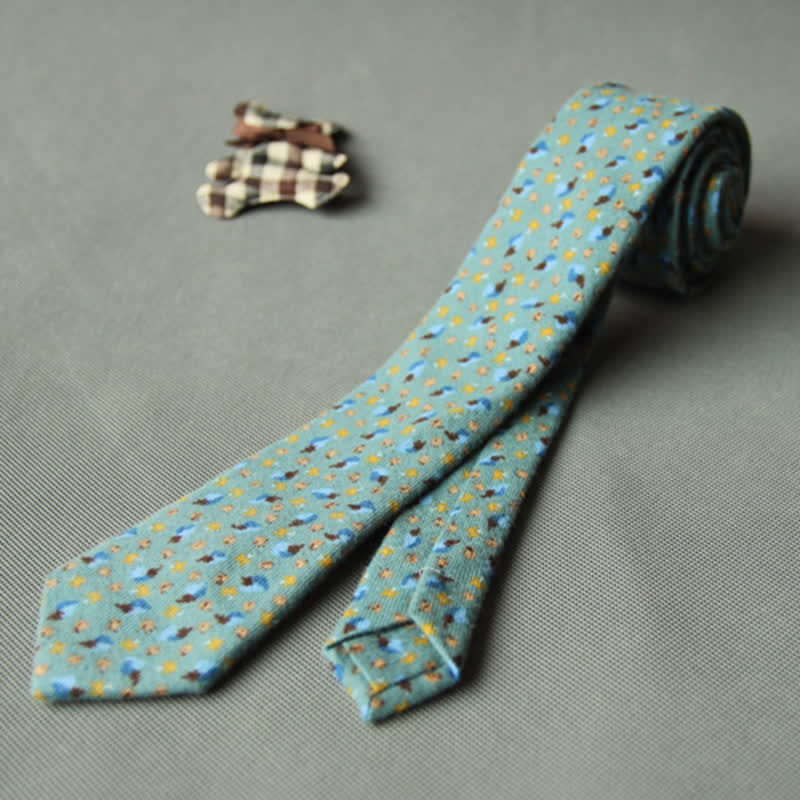 Corbata casual de algodón con estampado floral fresco y bonito para hombre
