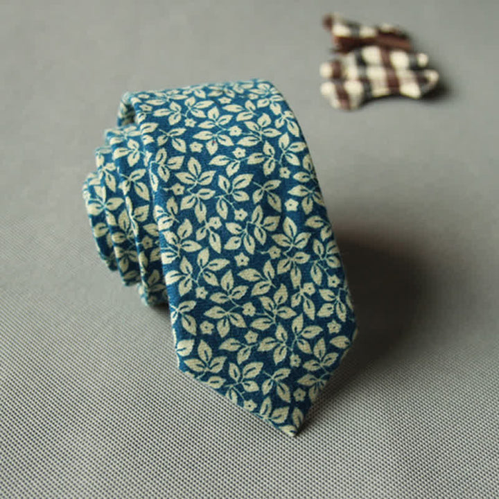 Corbata casual de algodón con estampado floral fresco y bonito para hombre