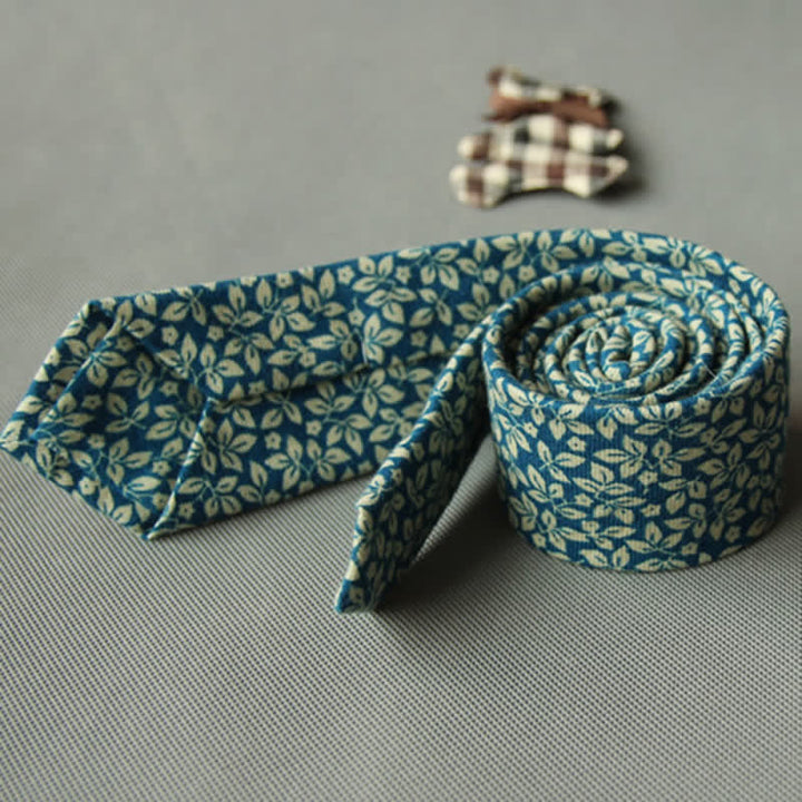 Corbata casual de algodón con estampado floral fresco y bonito para hombre
