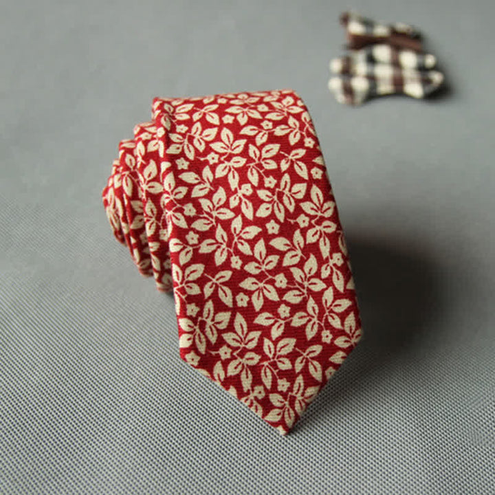 Corbata casual de algodón con estampado floral fresco y bonito para hombre