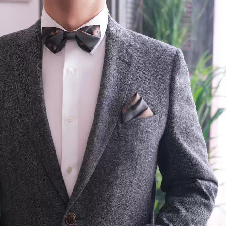 Pajarita de hombre en color marrón y gris degradado