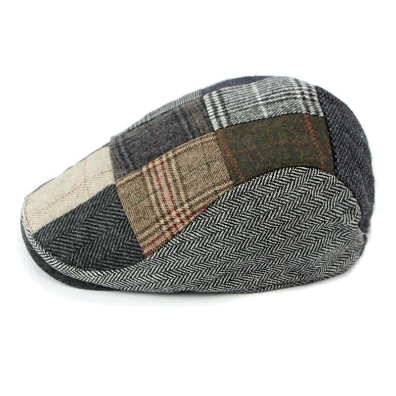 Boina con diseño de espiga y cuadros con retazos retro.