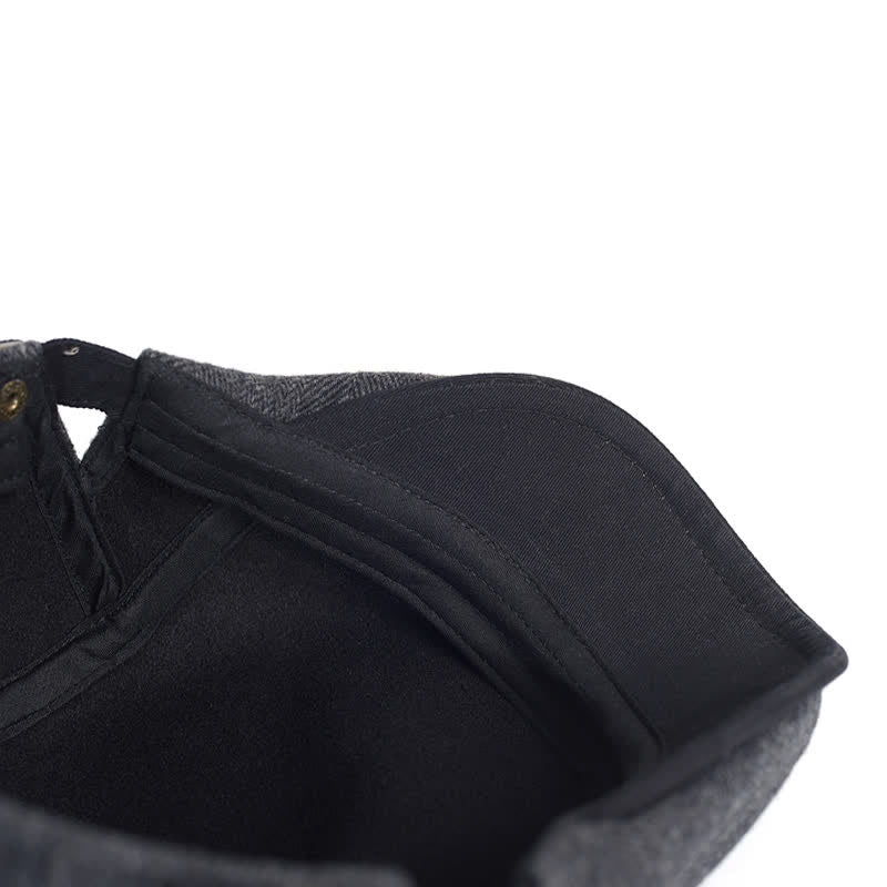Boina plana cálida y gruesa de lana con diseño de espiga para invierno