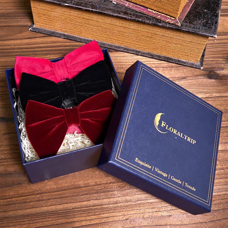 Juego de 3 pajaritas de terciopelo de gran tamaño de la serie roja