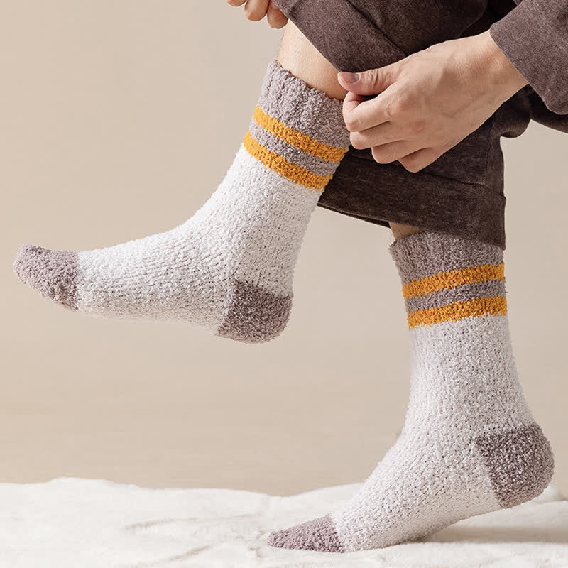 Calcetines de dormir de polar coral afelpado con rayas suaves para hombre