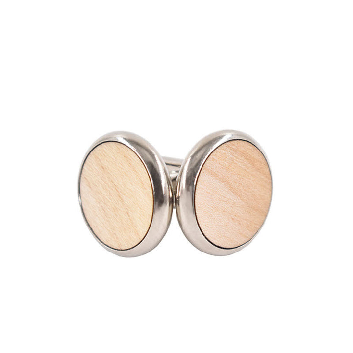 Gemelos de madera redondos para boda y negocios para hombre.