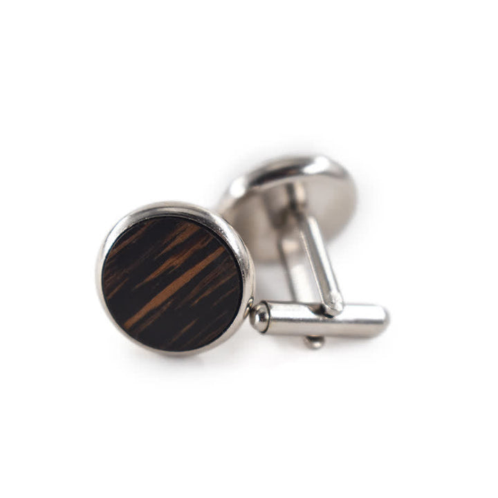 Gemelos de madera redondos para boda y negocios para hombre.