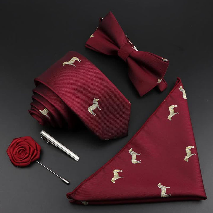 Caja de regalo con 5 pajaritas con estampado floral de cachemira burdeos para hombre