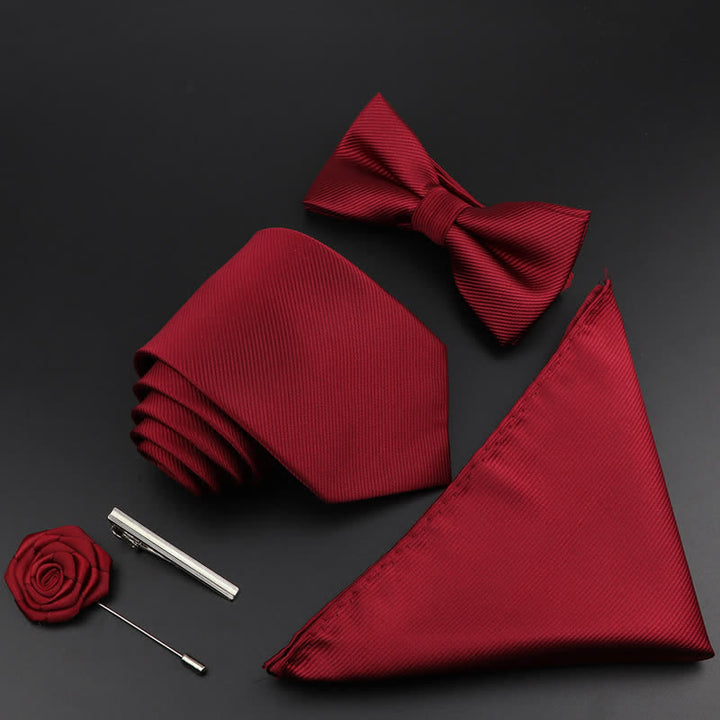 Caja de regalo con 5 pajaritas con estampado floral de cachemira burdeos para hombre