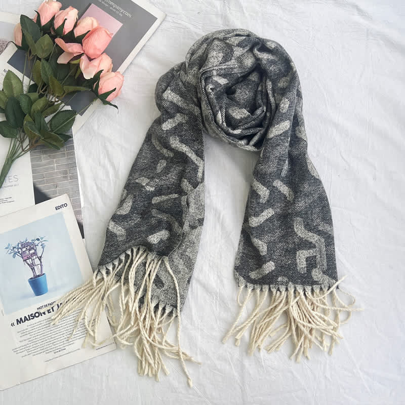 Bufanda unisex de jacquard con estampado rústico abstracto geométrico