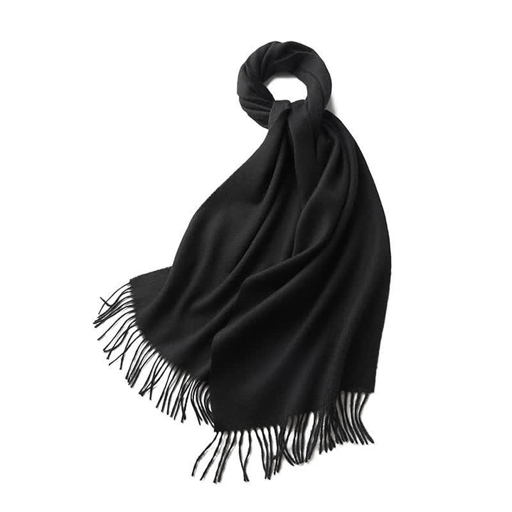Bufanda unisex sencilla de lana pura con flecos en color liso