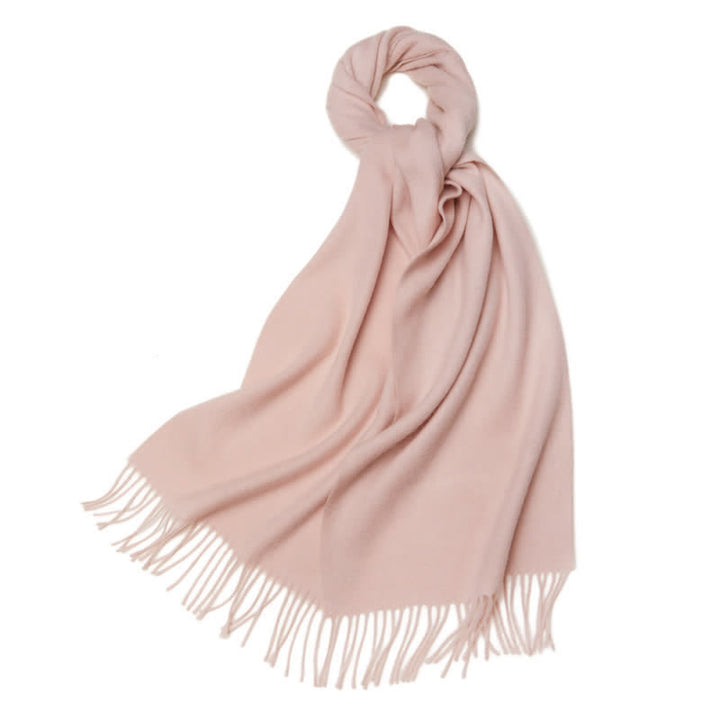 Bufanda unisex sencilla de lana pura con flecos en color liso