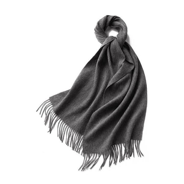 Bufanda unisex sencilla de lana pura con flecos en color liso