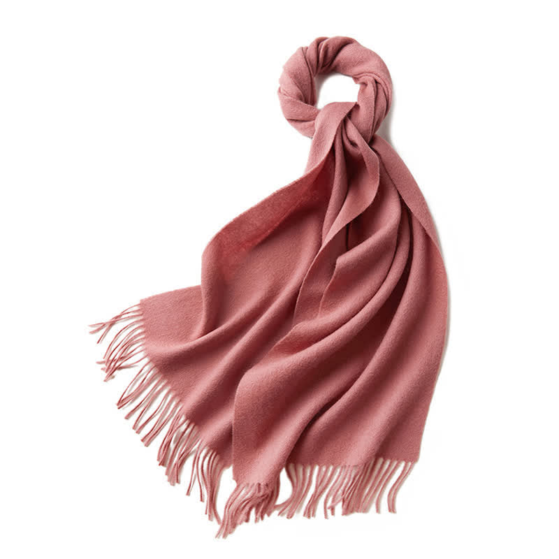 Bufanda unisex sencilla de lana pura con flecos en color liso