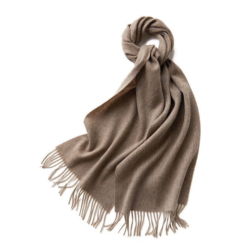 Bufanda unisex sencilla de lana pura con flecos en color liso