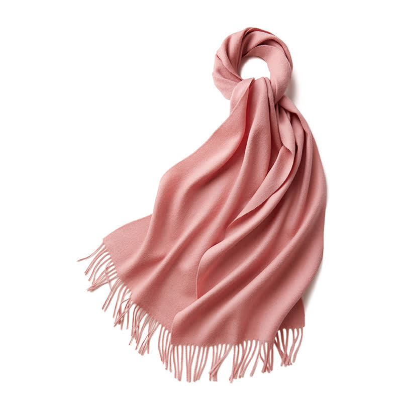 Bufanda unisex sencilla de lana pura con flecos en color liso