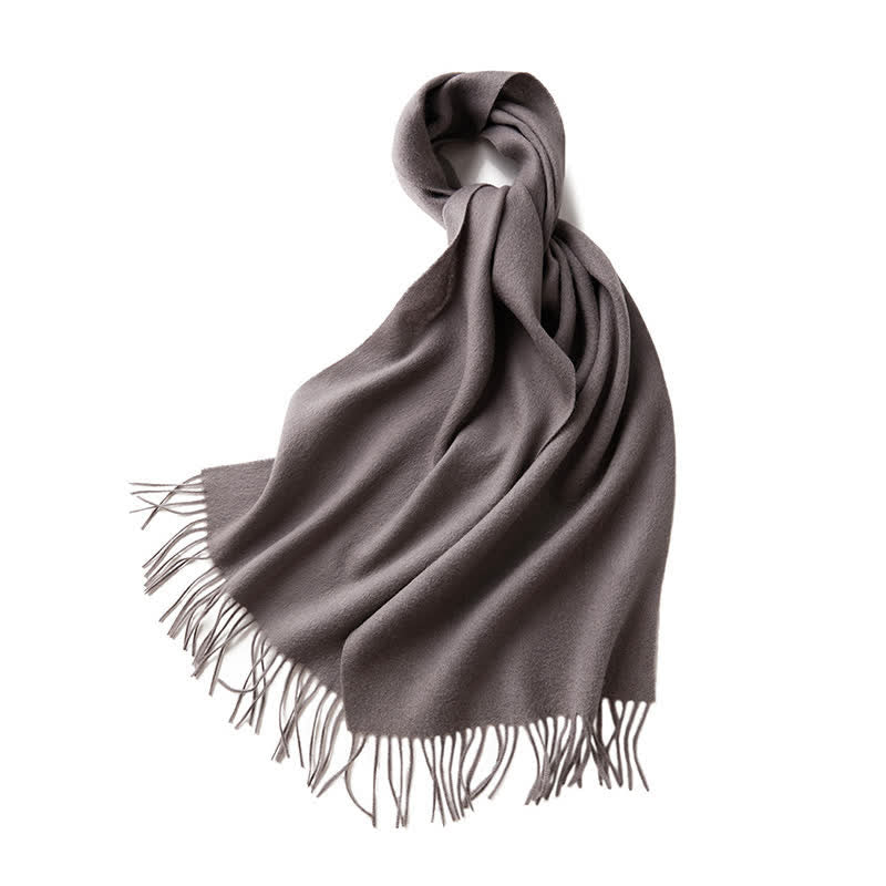 Bufanda unisex sencilla de lana pura con flecos en color liso