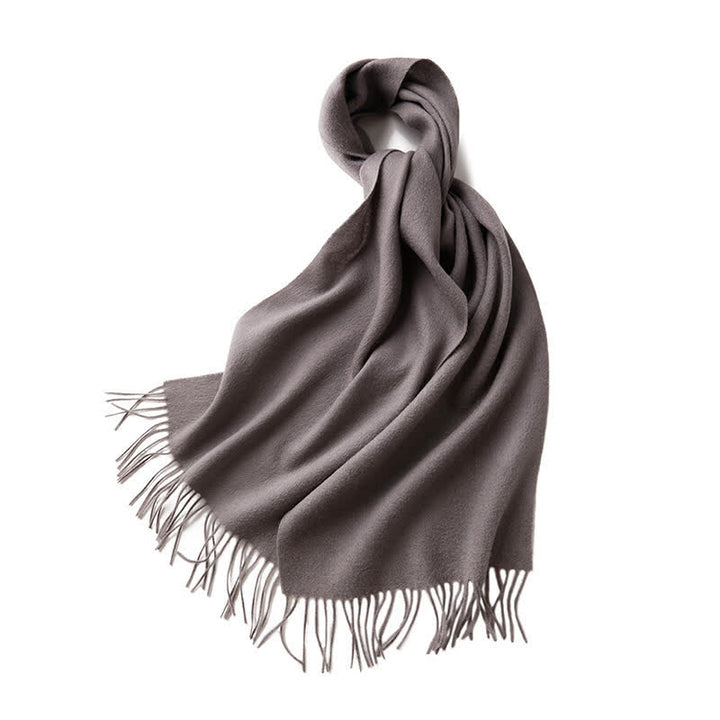 Bufanda unisex sencilla de lana pura con flecos en color liso