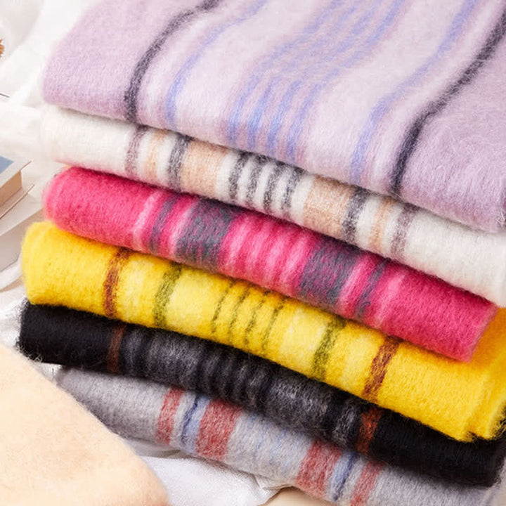 Bufanda unisex clásica cálida con borlas y cuadros