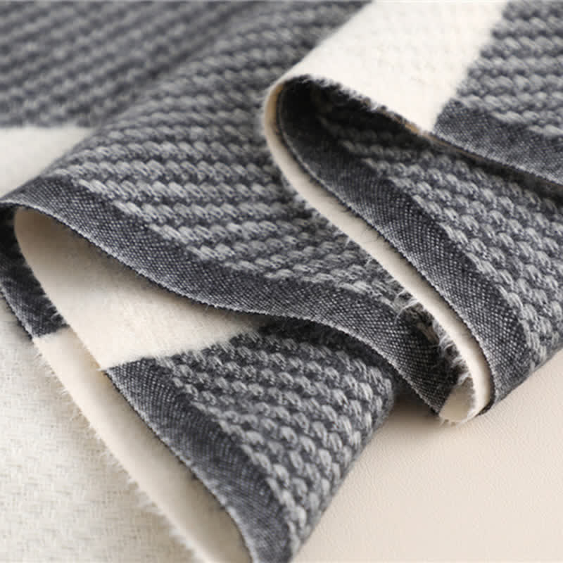 Bufanda unisex cálida de invierno a rayas y cuadros con flecos