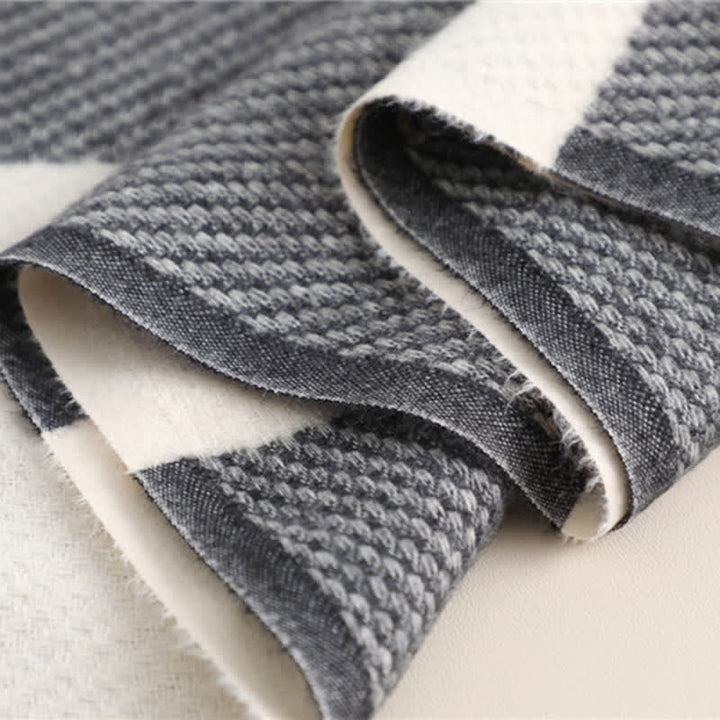 Bufanda unisex cálida de invierno a rayas y cuadros con flecos