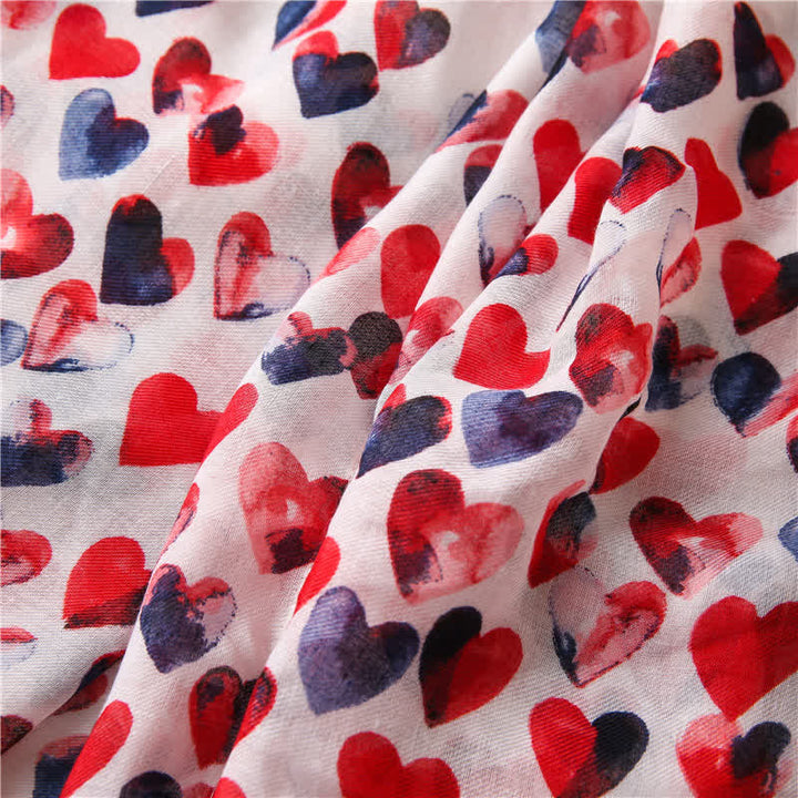 Bufanda fina con borlas y corazón rojo para mujer