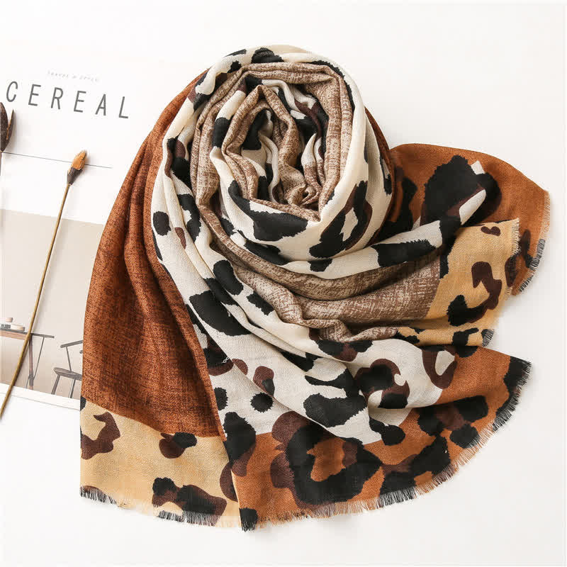 Bufanda fina grande con estampado de leopardo para mujer