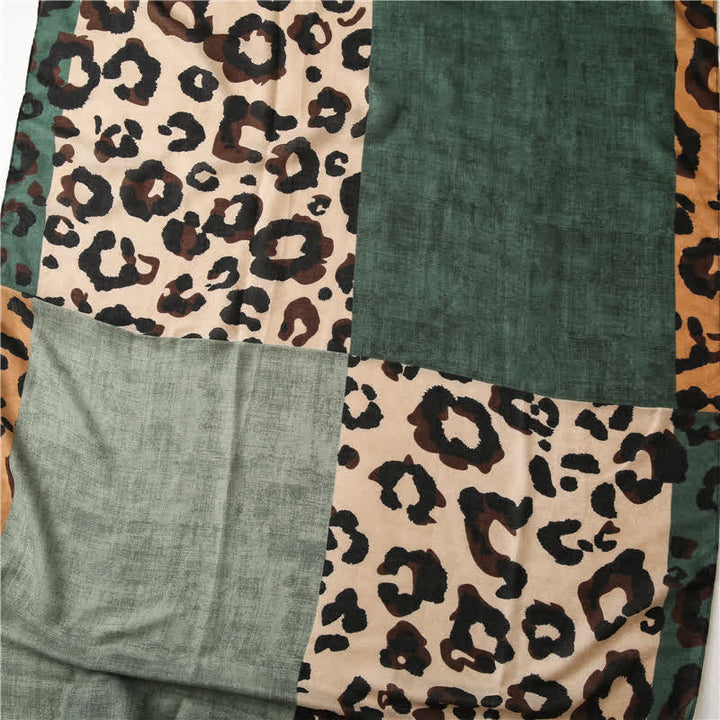 Bufanda fina grande con estampado de leopardo para mujer
