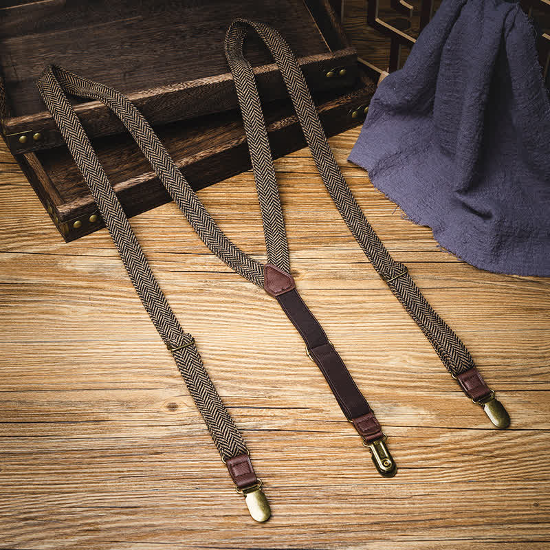 Tirantes con espalda en Y y diseño de espiga de color marrón amarillento