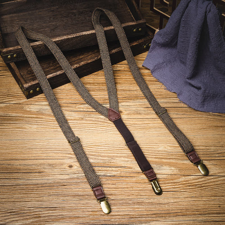 Tirantes con espalda en Y y diseño de espiga de color marrón amarillento
