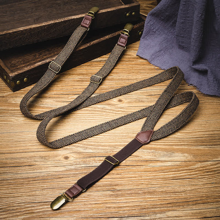 Tirantes con espalda en Y y diseño de espiga de color marrón amarillento