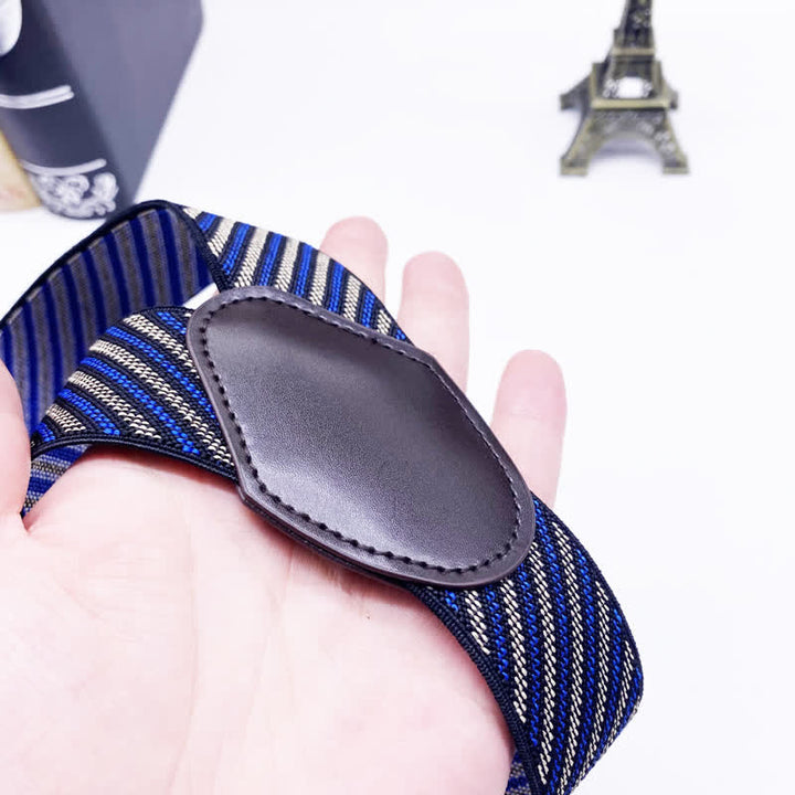 Tirantes ajustables clásicos de rayas a cuadros con estampado de cachemira y 6 clips