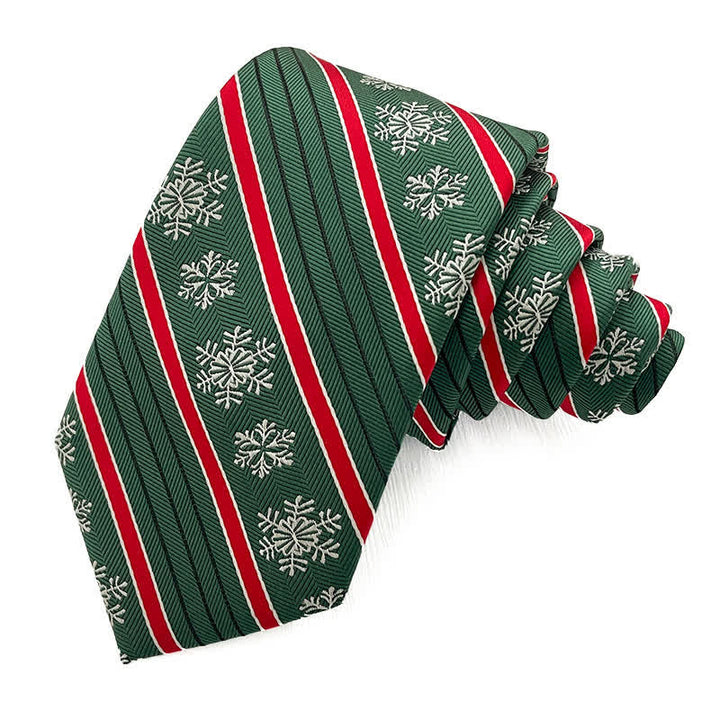 Corbata de cuadros a rayas con copos de nieve navideños para hombre