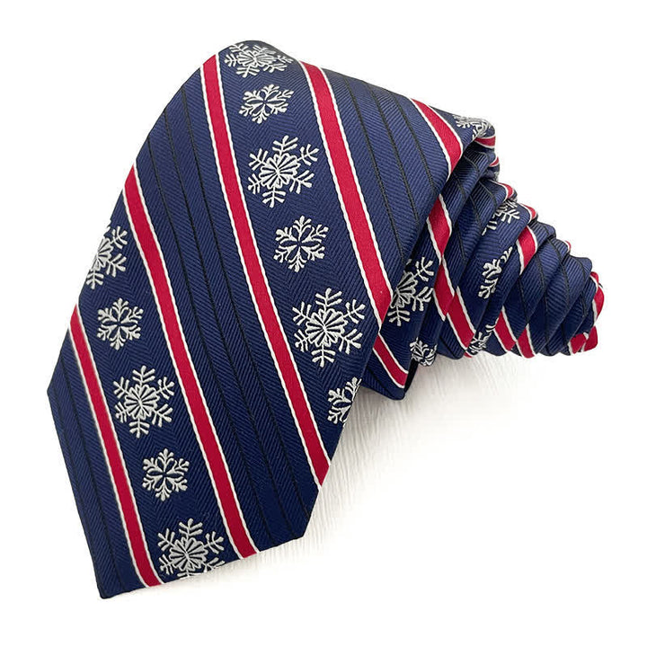 Corbata de cuadros a rayas con copos de nieve navideños para hombre