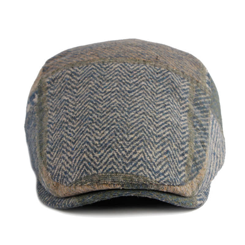 Boina de tweed con espiga y costura de patchwork