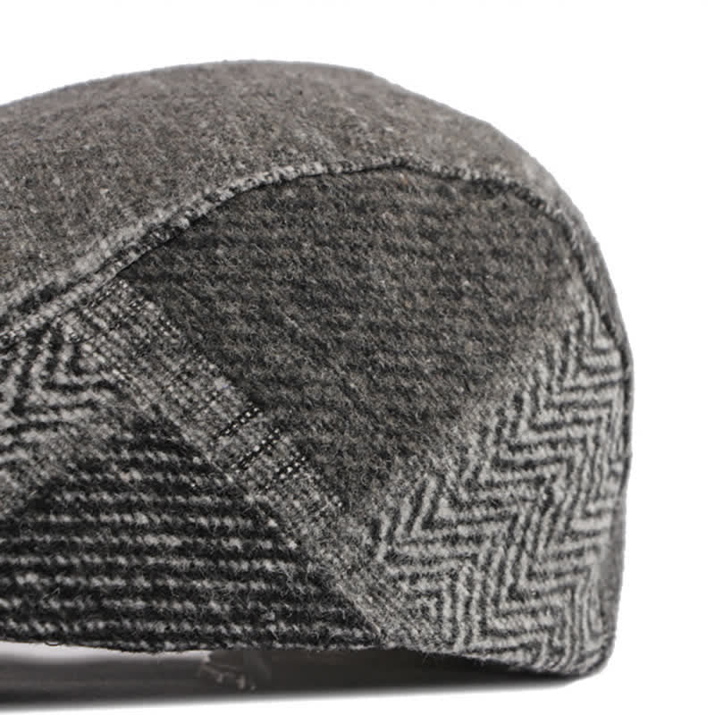 Boina de tweed con espiga y costura de patchwork