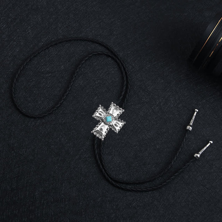 Corbata Bolo Cruz Piedra Artificial Azul