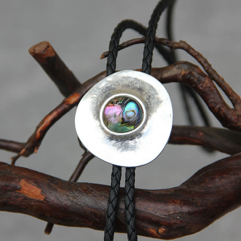 Corbata bolo con incrustaciones de concha de abulón redonda irregular de tendencia