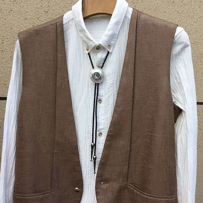 Corbata bolo con incrustaciones de concha de abulón redonda irregular de tendencia