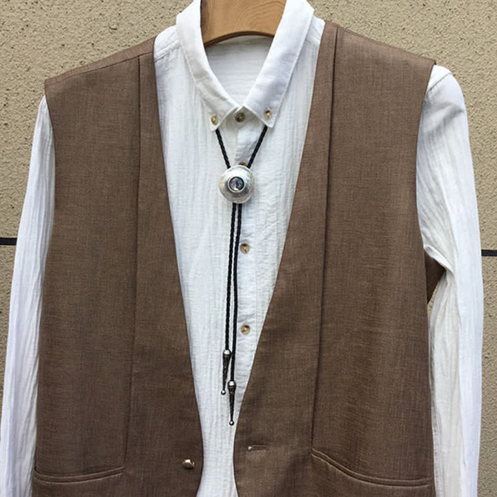 Corbata bolo con incrustaciones de concha de abulón redonda irregular de tendencia