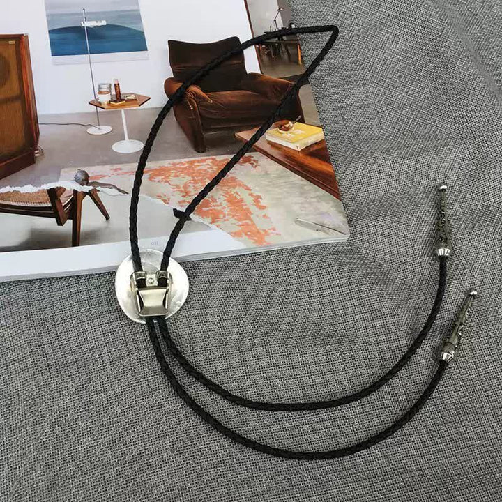 Corbata bolo con incrustaciones de concha de abulón redonda irregular de tendencia