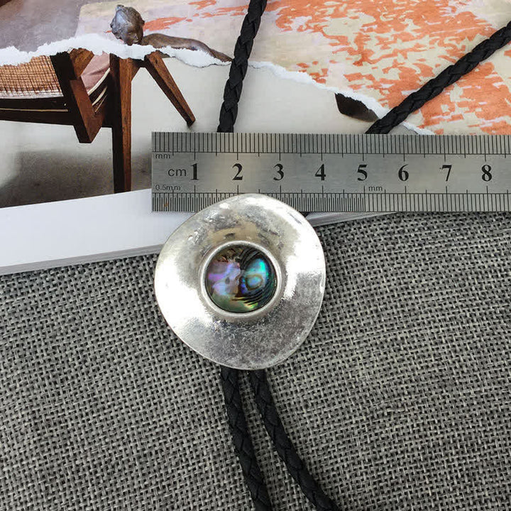 Corbata bolo con incrustaciones de concha de abulón redonda irregular de tendencia