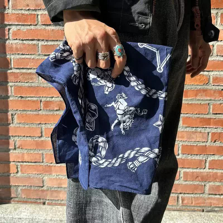 Bufanda cuadrada con gráficos tradicionales del oeste de vaquero