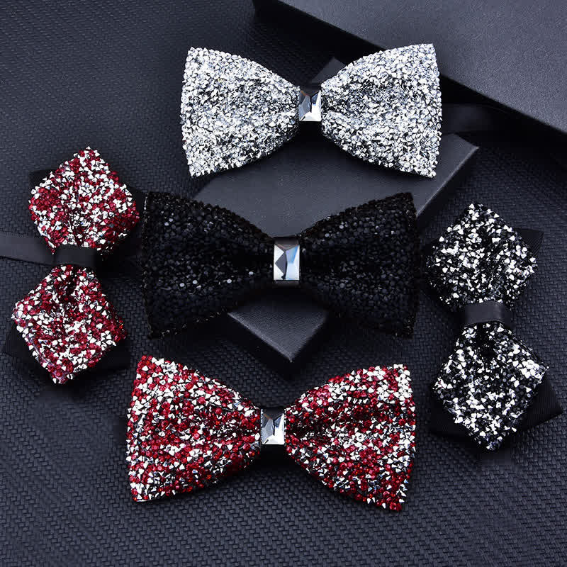 Pajarita informal de moda con cristales y diamantes de imitación para hombre