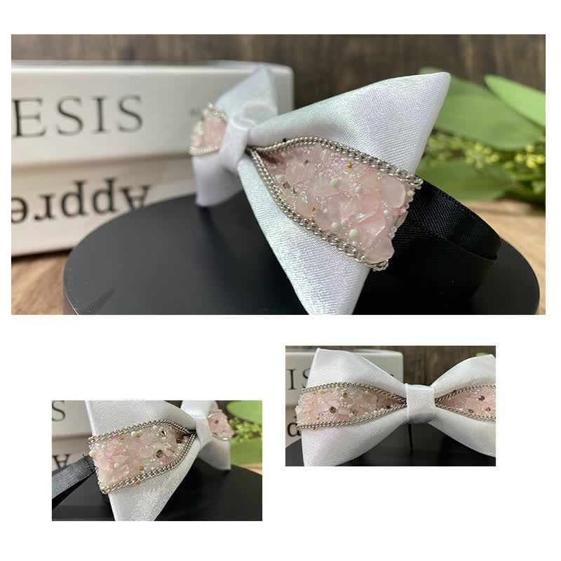 Pajarita para hombre con piedras brillantes y base negra