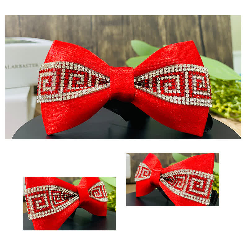 Pajarita para hombre con piedras brillantes y base negra