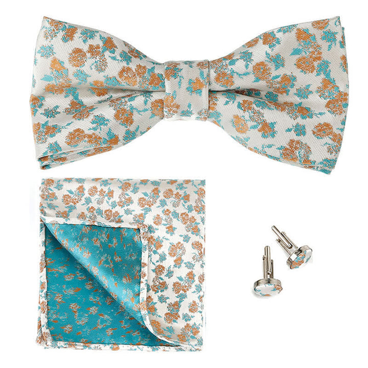 Conjunto de 3 pajaritas cuadradas de bolsillo con diseño floral de rosas para caballero