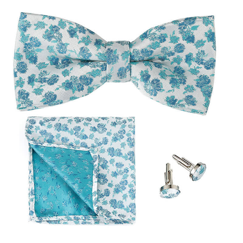 Conjunto de 3 pajaritas cuadradas de bolsillo con diseño floral de rosas para caballero