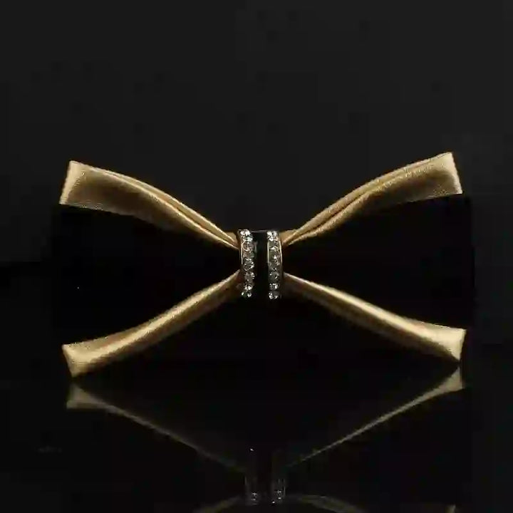 Juego de 2 pajaritas con alfiler de ciervo de cuero sintético con decoración de cristal para hombre